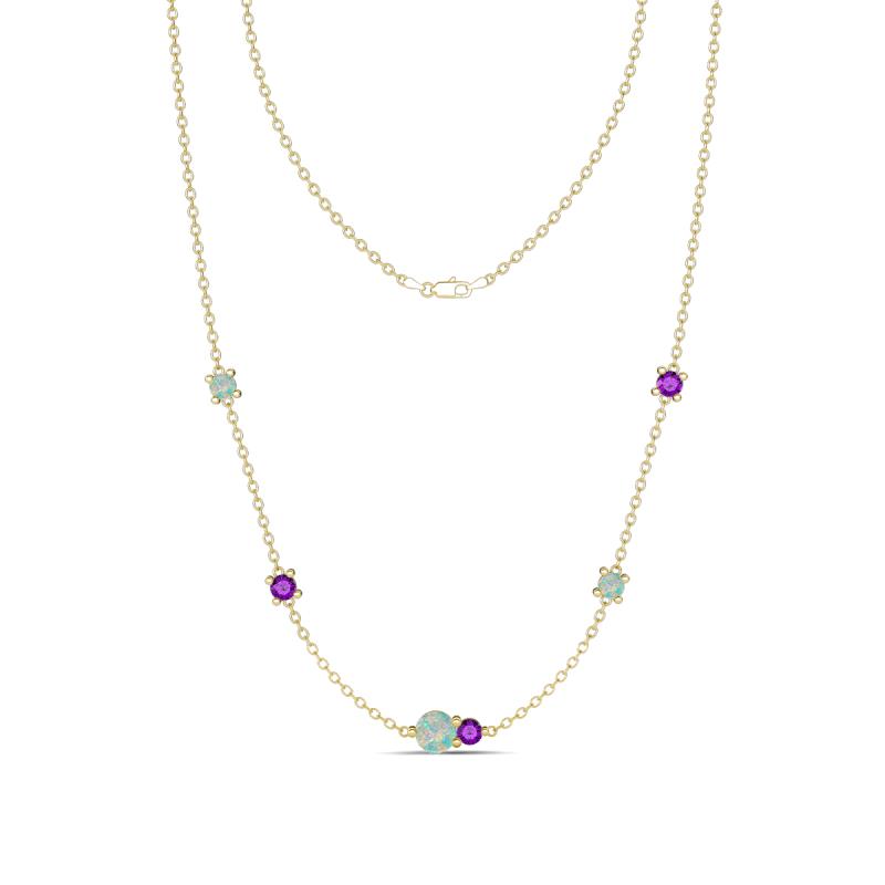 Linea 0.39 ctw Opal (4 mm) and Amethyst Women Station Necklace 