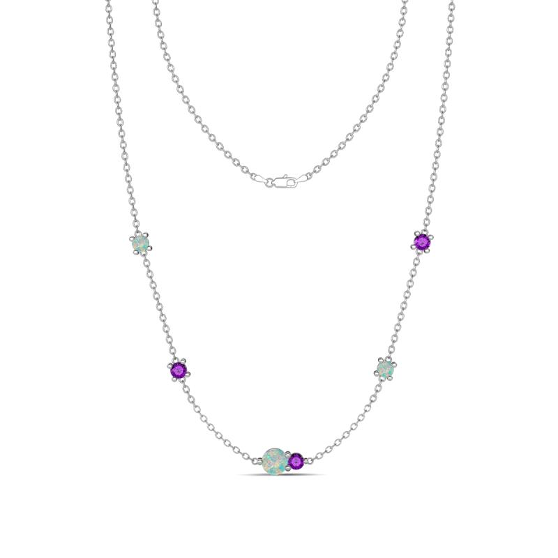 Linea 0.39 ctw Opal (4 mm) and Amethyst Women Station Necklace 