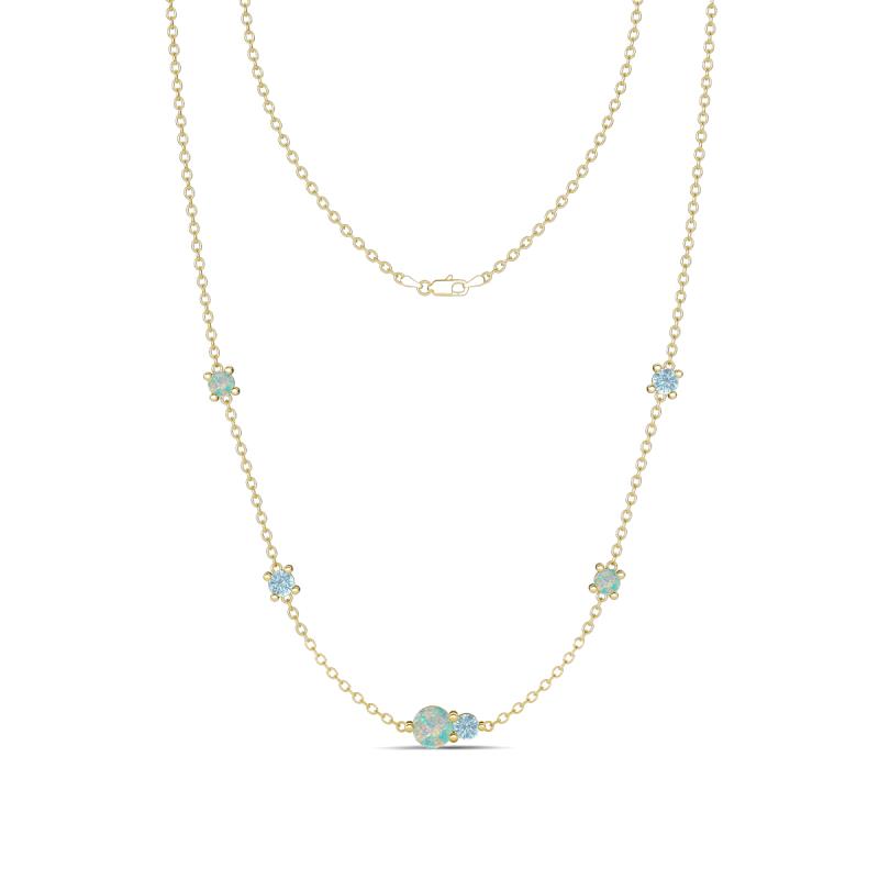 Linea 0.39 ctw Opal (4 mm) and Aquamarine Women Station Necklace 