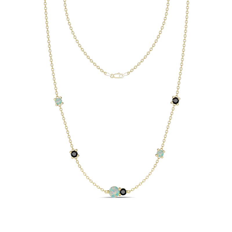 Linea 0.45 ctw Opal (4 mm) and Black Diamond Women Station Necklace 