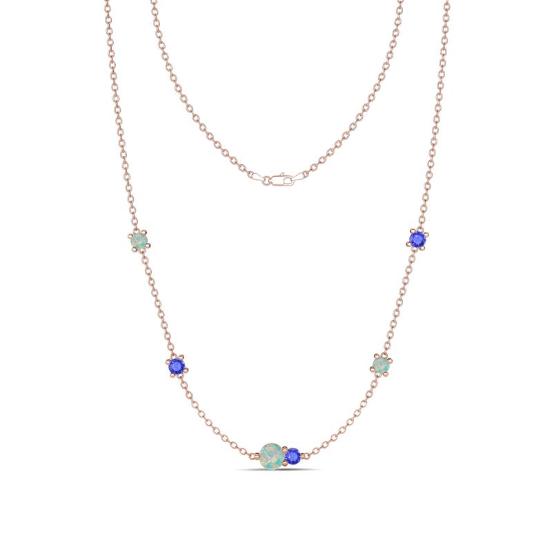 Linea 0.45 ctw Opal (4 mm) and Tanzanite Women Station Necklace 