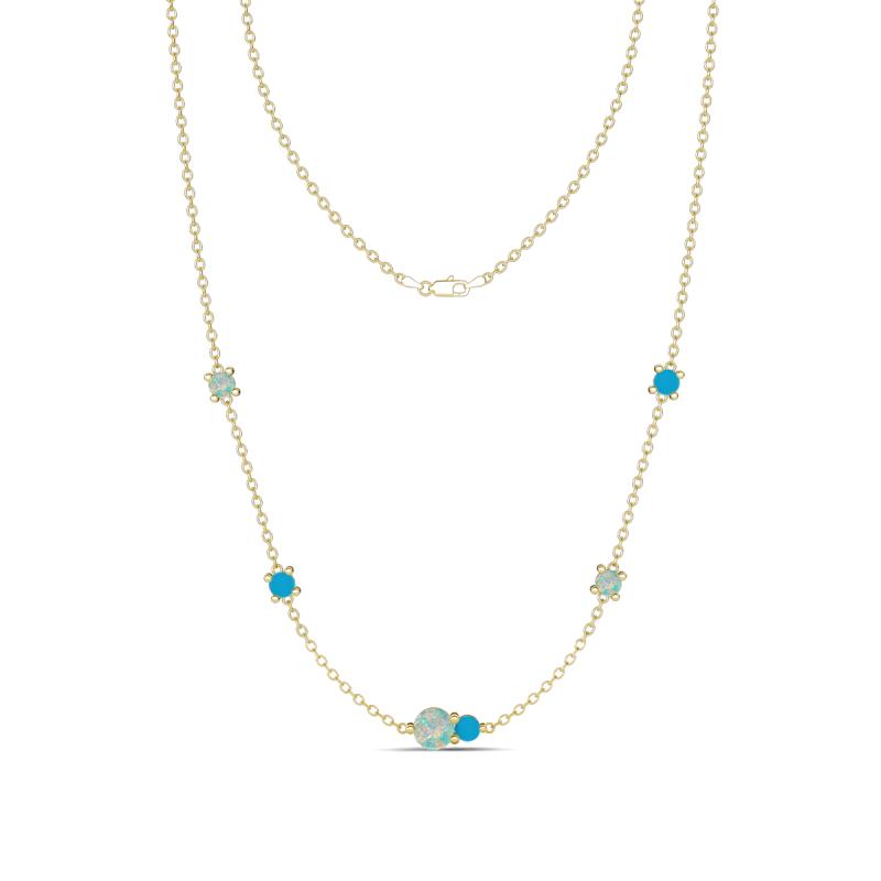 Linea 0.39 ctw Opal (4 mm) and Turquoise Women Station Necklace 