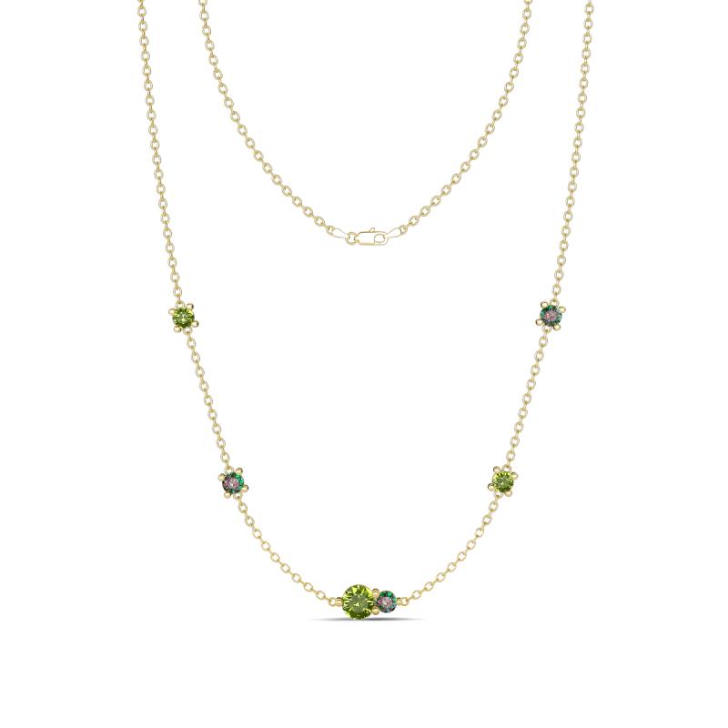 Linea 0.66 ctw Peridot (4 mm) and Created Alexandrite Women Station Necklace 