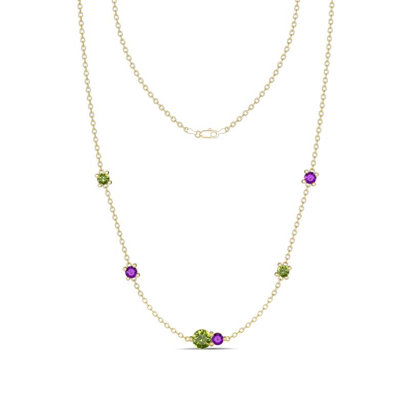 Linea 0.57 ctw Peridot (4 mm) and Amethyst Women Station Necklace 