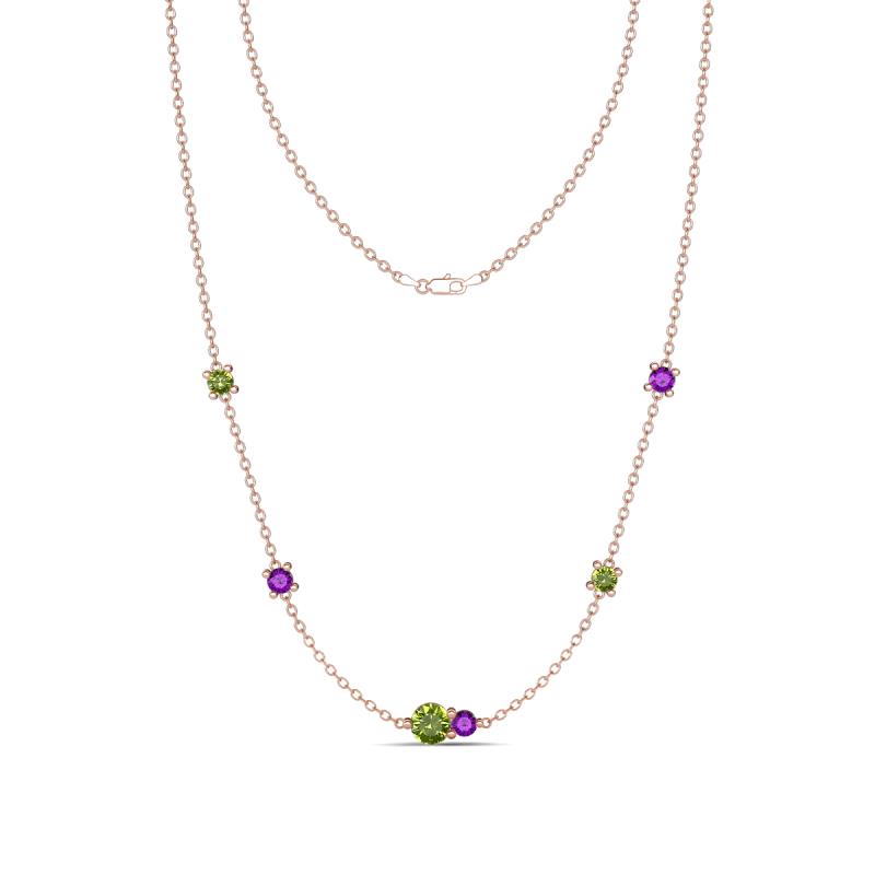 Linea 0.57 ctw Peridot (4 mm) and Amethyst Women Station Necklace 