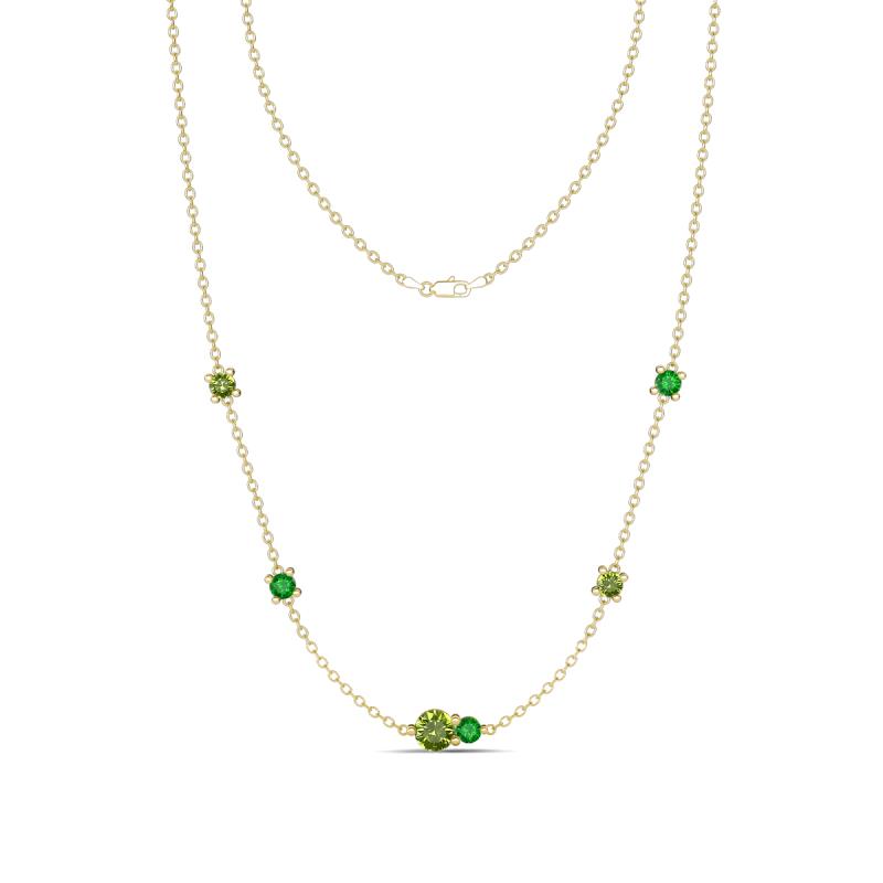 Linea 0.66 ctw Peridot (4 mm) and Green Garnet Women Station Necklace 