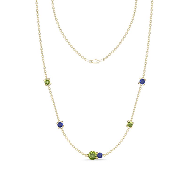 Linea 0.57 ctw Peridot (4 mm) and Iolite Women Station Necklace 