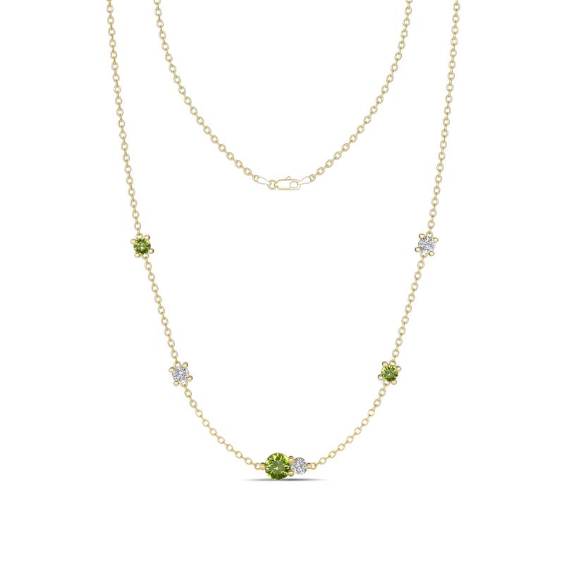 Linea 0.60 ctw Peridot (4 mm) and Moissanite Women Station Necklace 