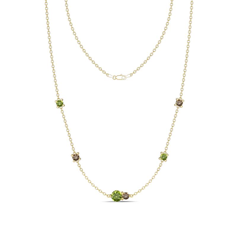 Linea 0.63 ctw Peridot (4 mm) and Smoky Quartz Women Station Necklace 