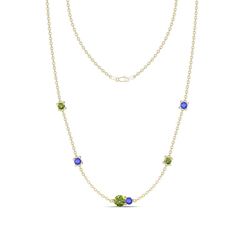 Linea 0.63 ctw Peridot (4 mm) and Tanzanite Women Station Necklace 