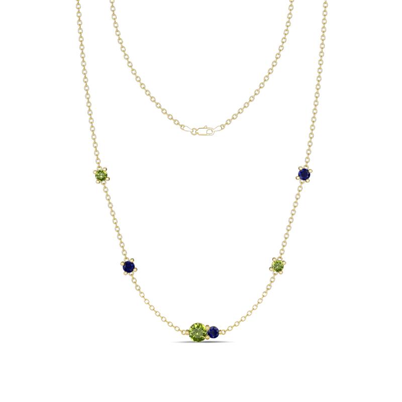 Linea 0.65 ctw Peridot (4 mm) and Blue Sapphire Women Station Necklace 