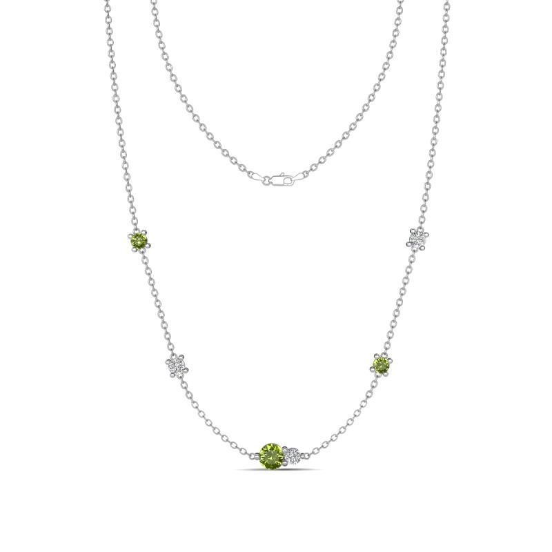 Linea 0.60 ctw Peridot (4 mm) and Moissanite Women Station Necklace 