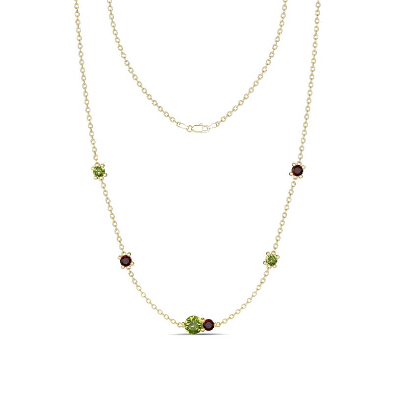 Linea 0.66 ctw Peridot (4 mm) and Red Garnet Women Station Necklace 