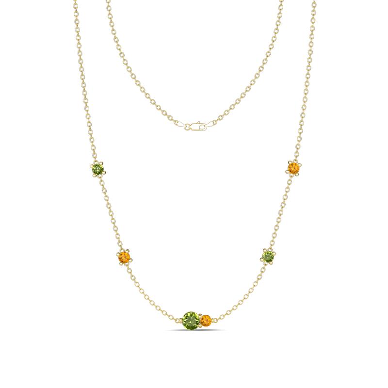 Linea 0.57 ctw Peridot (4 mm) and Citrine Women Station Necklace 