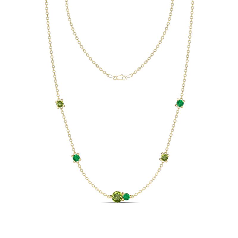 Linea 0.57 ctw Peridot (4 mm) and Emerald Women Station Necklace 