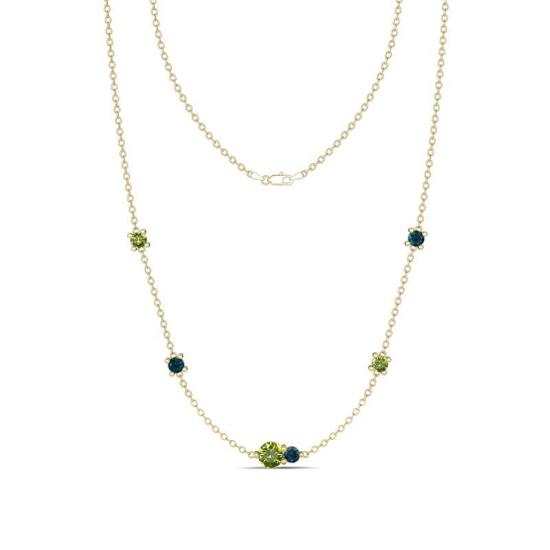 Linea 0.63 ctw Peridot (4 mm) and London Blue Topaz Women Station Necklace 