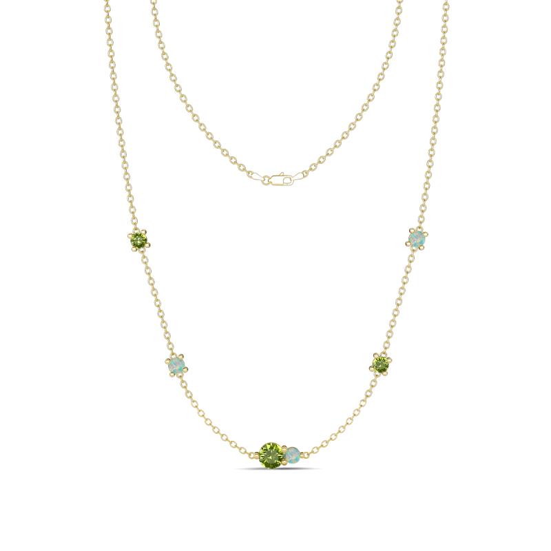 Linea 0.56 ctw Peridot (4 mm) and Opal Women Station Necklace 