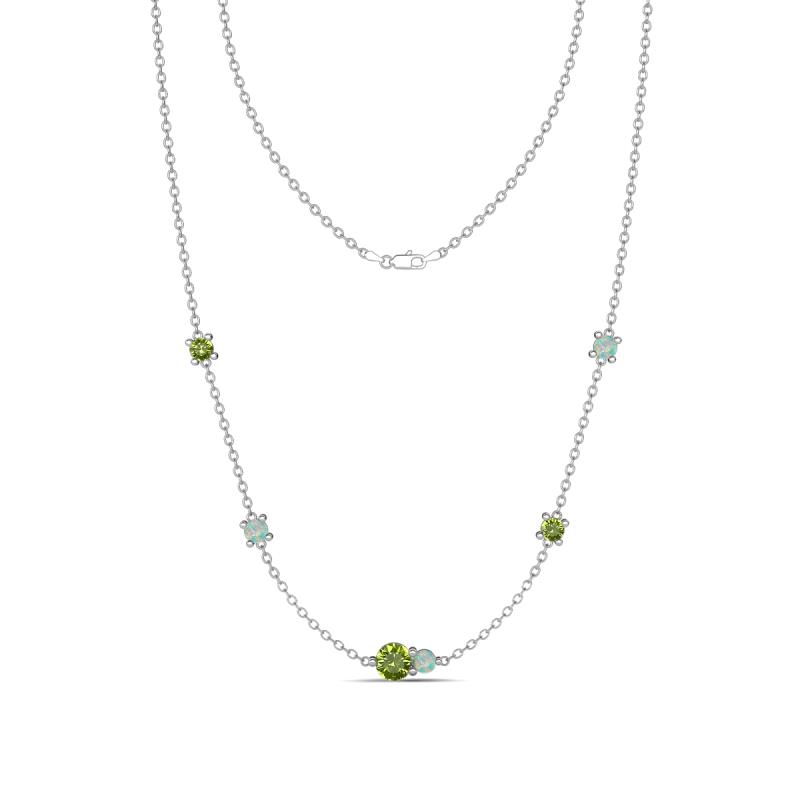 Linea 0.56 ctw Peridot (4 mm) and Opal Women Station Necklace 