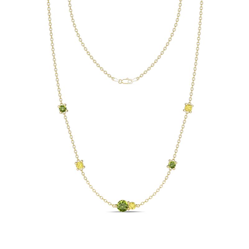 Linea 0.66 ctw Peridot (4 mm) and Yellow Sapphire Women Station Necklace 