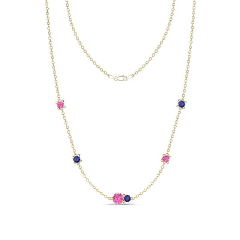 Linea 0.52 ctw Pink Sapphire (4 mm) and Iolite Women Station Necklace 