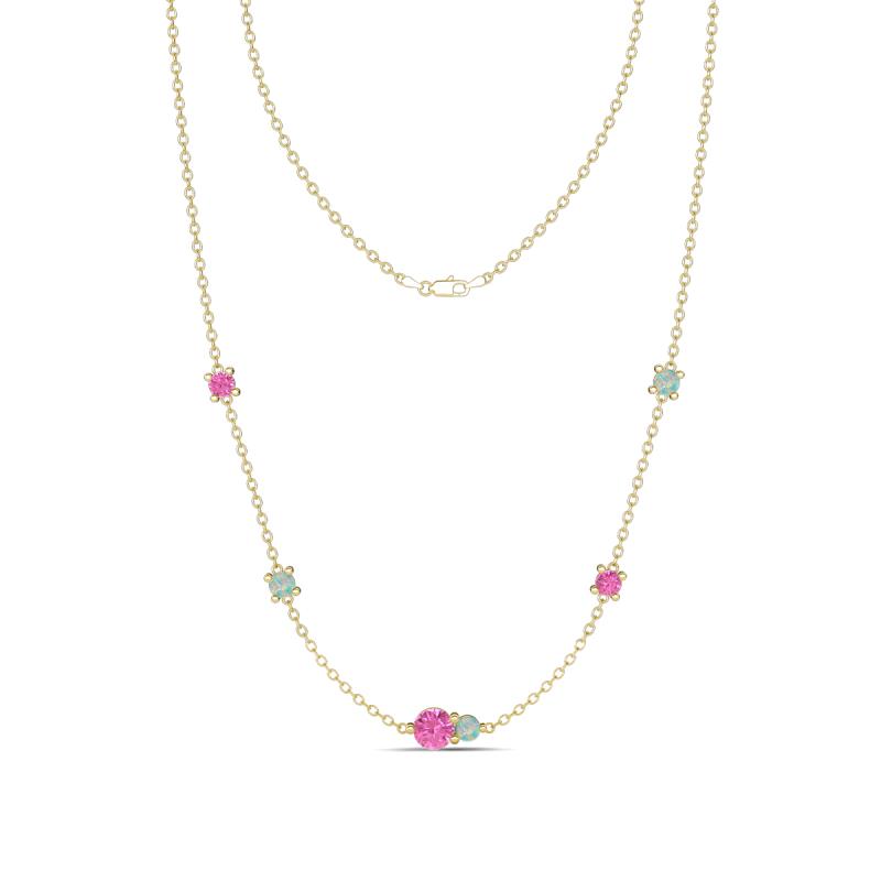 Linea 0.51 ctw Pink Sapphire (4 mm) and Opal Women Station Necklace 