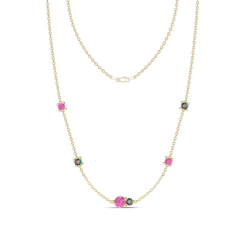 Linea 0.61 ctw Pink Sapphire (4 mm) and Created Alexandrite Women Station Necklace 