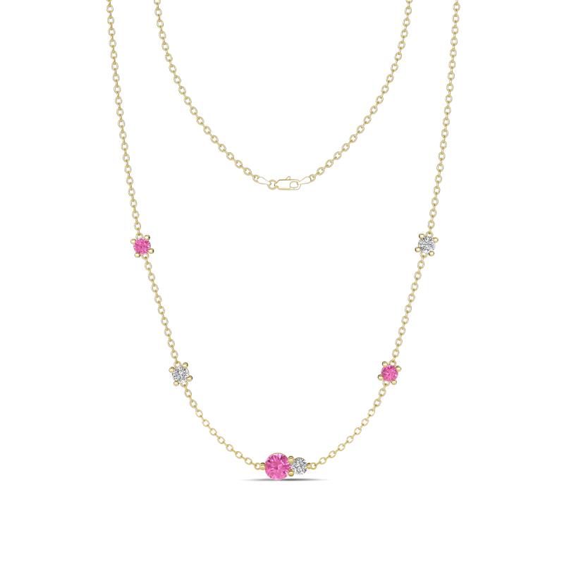 Linea 0.58 ctw Pink Sapphire (4 mm) and Lab Grown Diamond Women Station Necklace 