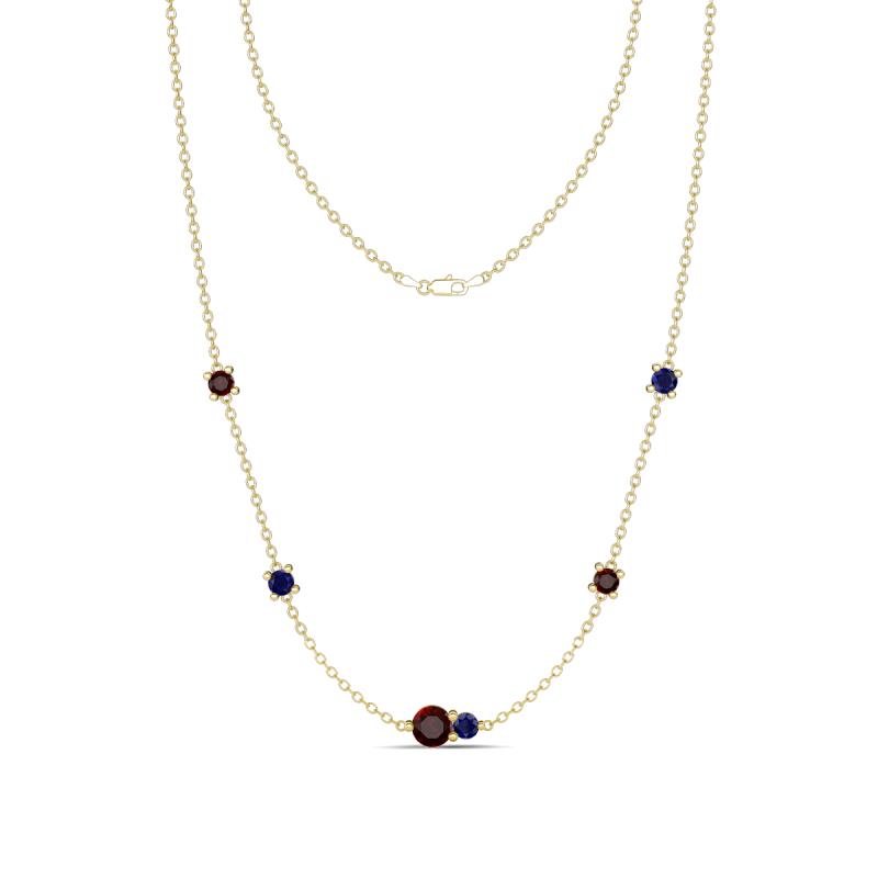 Linea 0.65 ctw Red Garnet (4 mm) and Blue Sapphire Women Station Necklace 