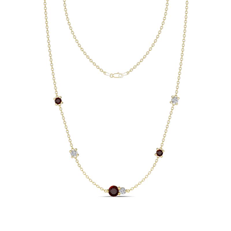 Linea 0.64 ctw Red Garnet (4 mm) and Lab Grown Diamond Women Station Necklace 