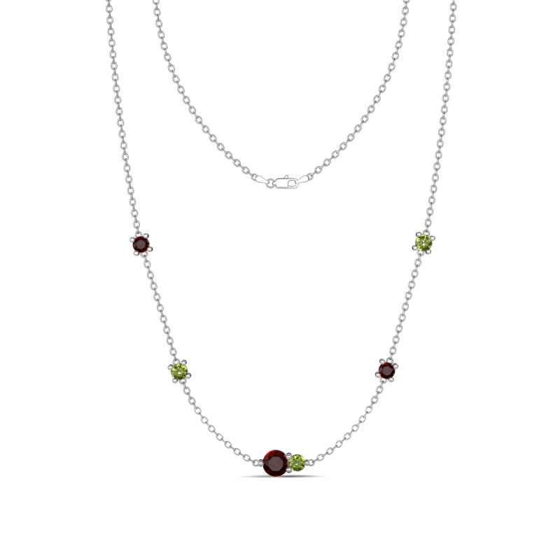 Linea 0.66 ctw Red Garnet (4 mm) and Peridot Women Station Necklace 