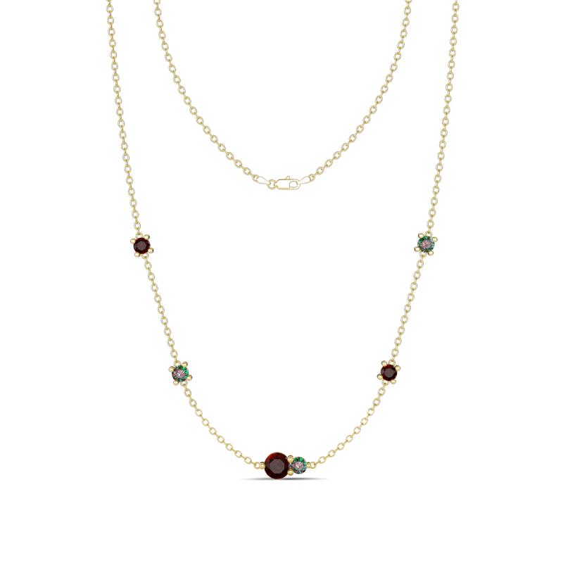 Linea 0.66 ctw Red Garnet (4 mm) and Created Alexandrite Women Station Necklace 