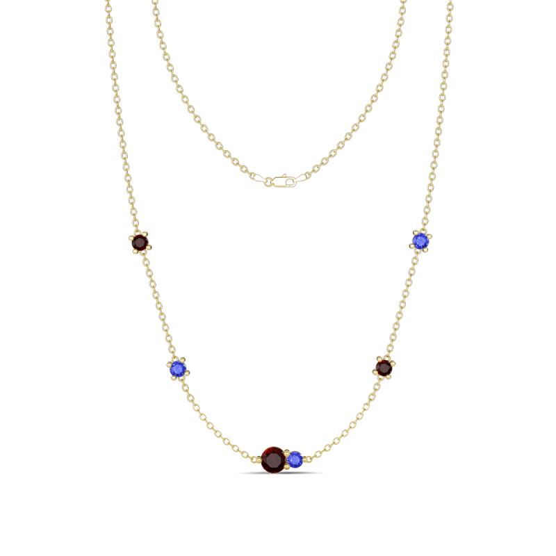 Linea 0.64 ctw Red Garnet (4 mm) and Tanzanite Women Station Necklace 