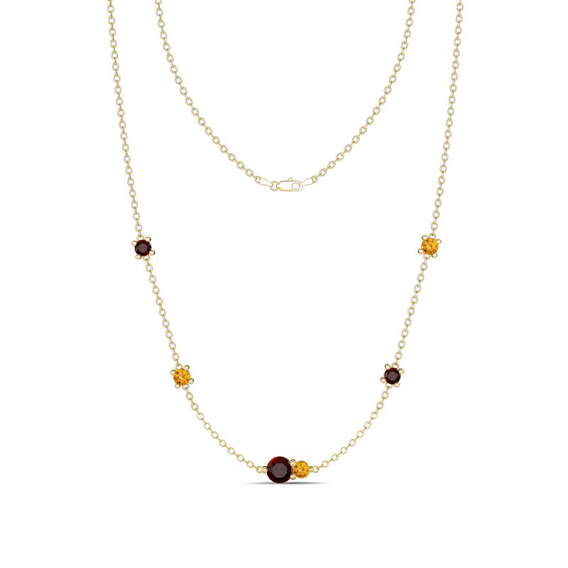 Linea 0.58 ctw Red Garnet (4 mm) and Citrine Women Station Necklace 