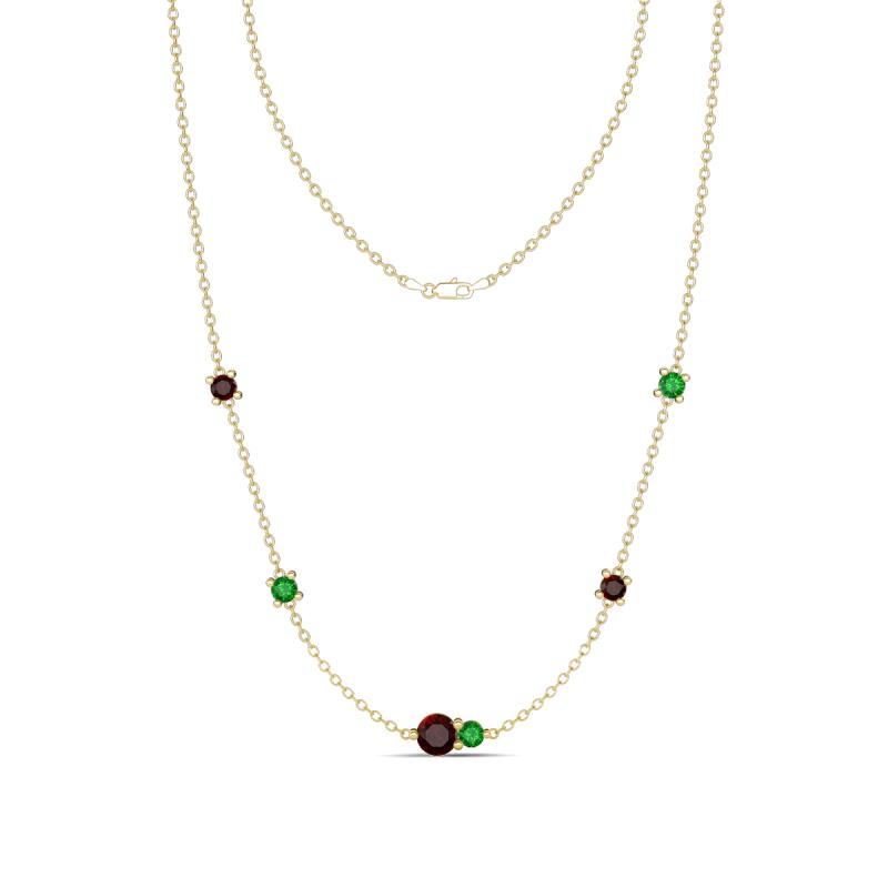 Linea 0.66 ctw Red Garnet (4 mm) and Green Garnet Women Station Necklace 