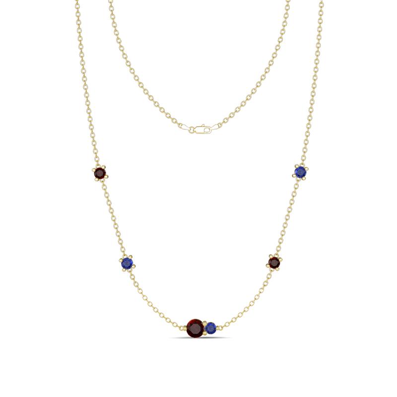 Linea 0.58 ctw Red Garnet (4 mm) and Iolite Women Station Necklace 