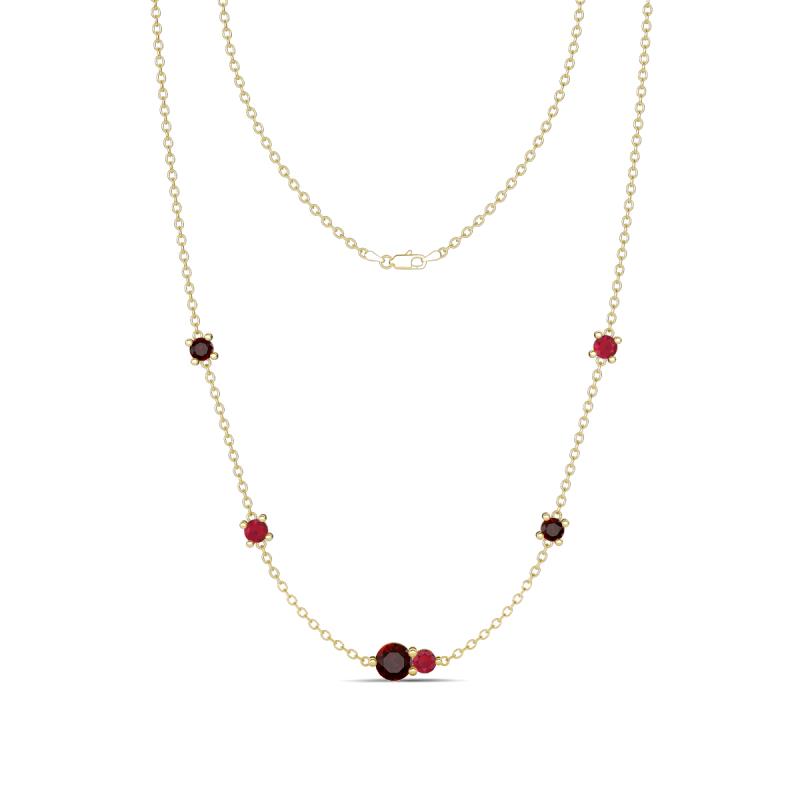 Linea 0.64 ctw Red Garnet (4 mm) and Ruby Women Station Necklace 