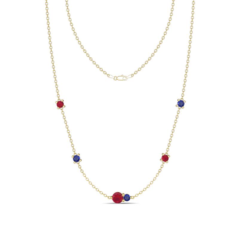 Linea 0.50 ctw Ruby (4 mm) and Iolite Women Station Necklace 