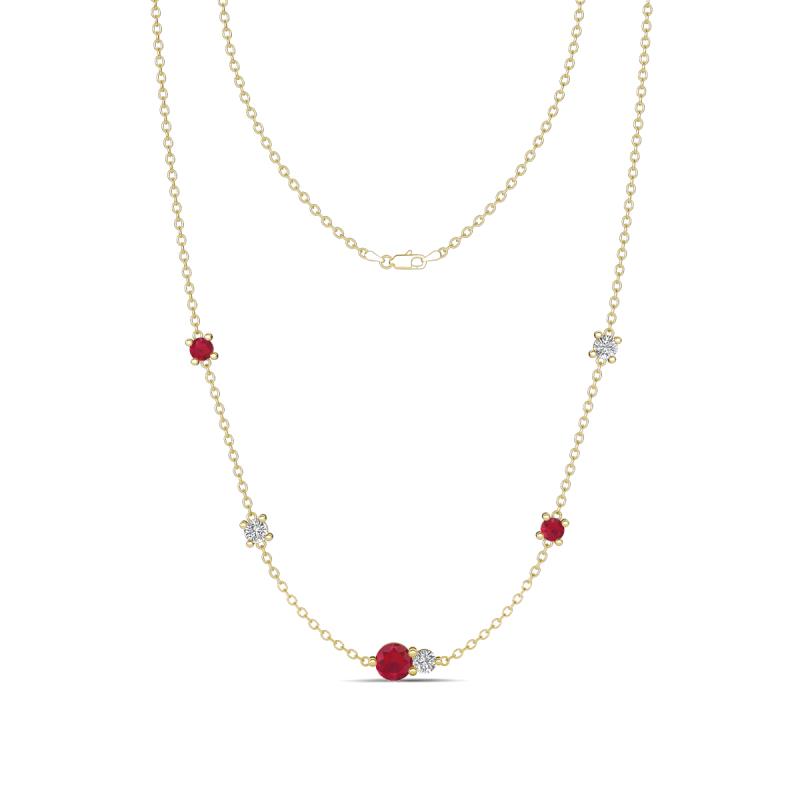 Linea 0.53 ctw Ruby (4 mm) and Moissanite Women Station Necklace 