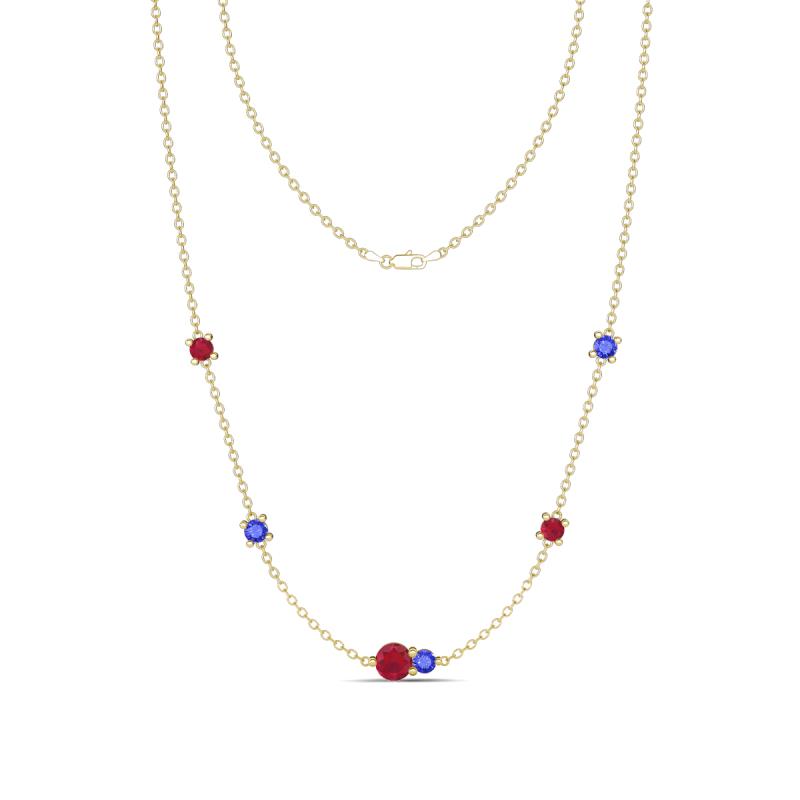 Linea 0.56 ctw Ruby (4 mm) and Tanzanite Women Station Necklace 