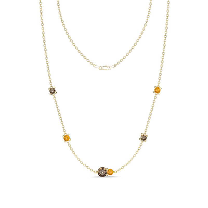 Linea 0.48 ctw Smoky Quartz (4 mm) and Citrine Women Station Necklace 