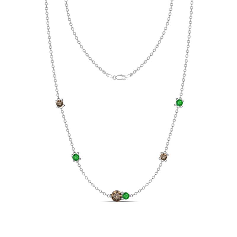 Linea 0.56 ctw Smoky Quartz (4 mm) and Green Garnet Women Station Necklace 