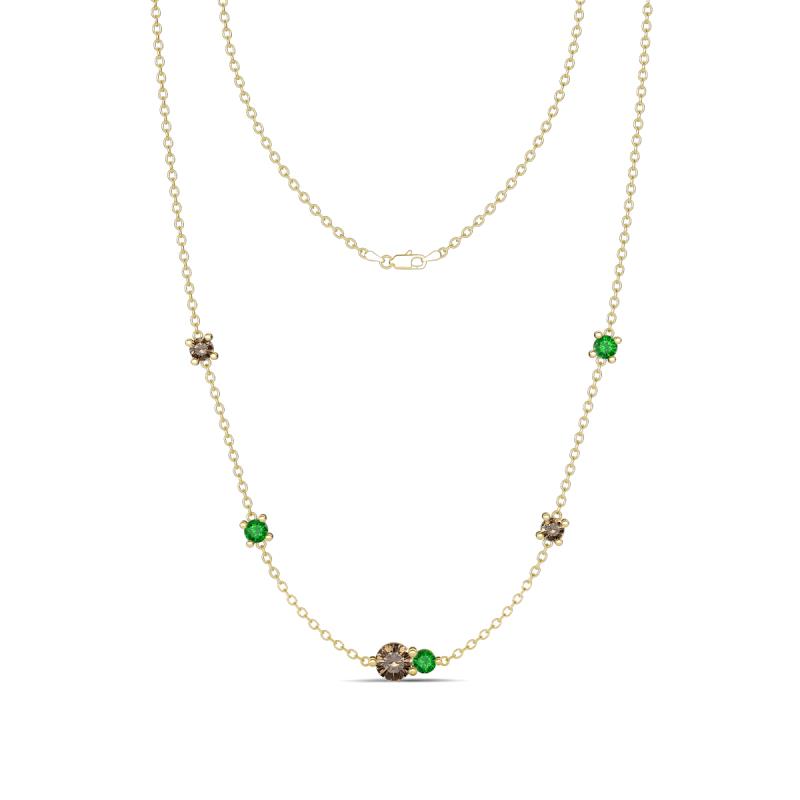 Linea 0.56 ctw Smoky Quartz (4 mm) and Green Garnet Women Station Necklace 