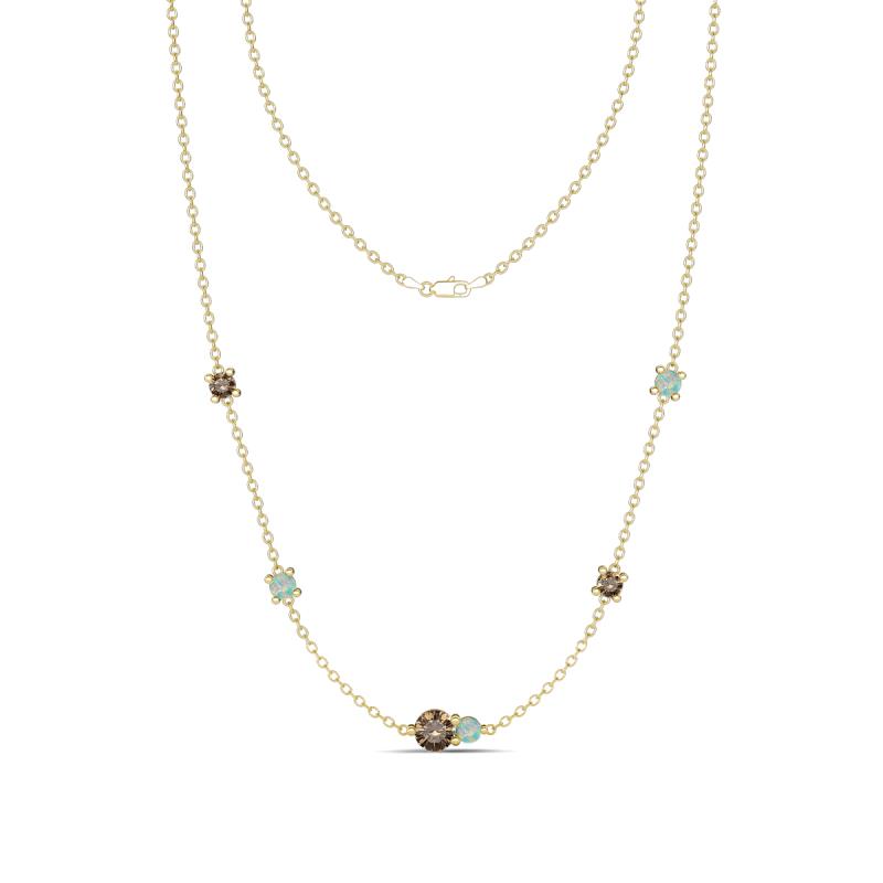 Linea 0.46 ctw Smoky Quartz (4 mm) and Opal Women Station Necklace 