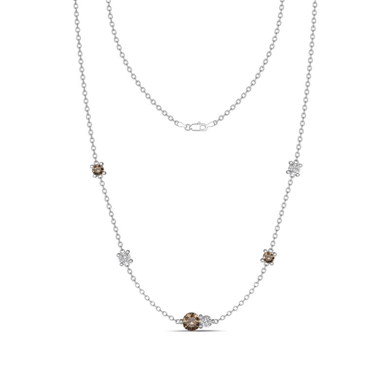 Linea 0.51 ctw Smoky Quartz (4 mm) and Moissanite Women Station Necklace 