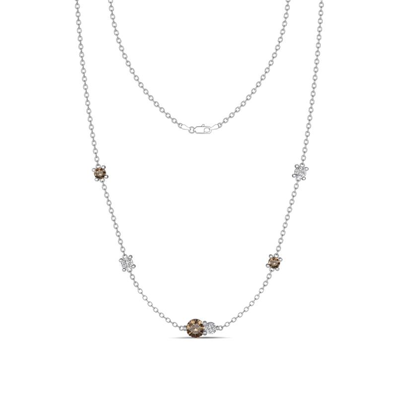 Linea 0.54 ctw Smoky Quartz (4 mm) and Natural Diamond Women Station Necklace 