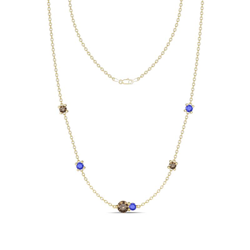 Linea 0.54 ctw Smoky Quartz (4 mm) and Tanzanite Women Station Necklace 