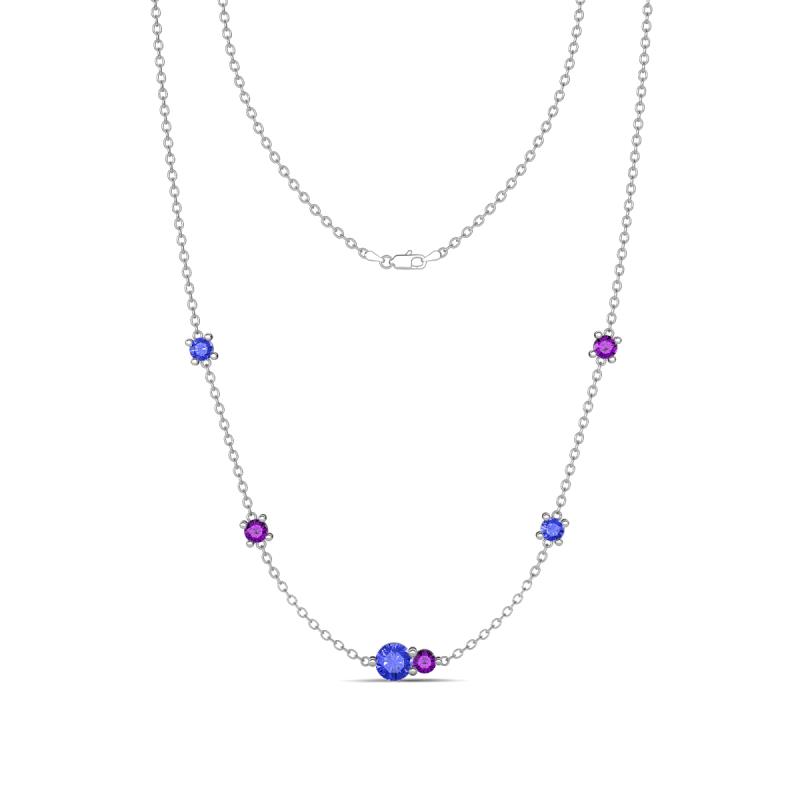 Linea 0.47 ctw Tanzanite (4 mm) and Amethyst Women Station Necklace 