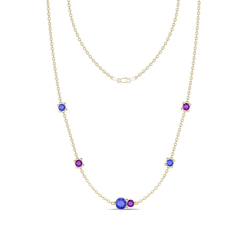 Linea 0.47 ctw Tanzanite (4 mm) and Amethyst Women Station Necklace 