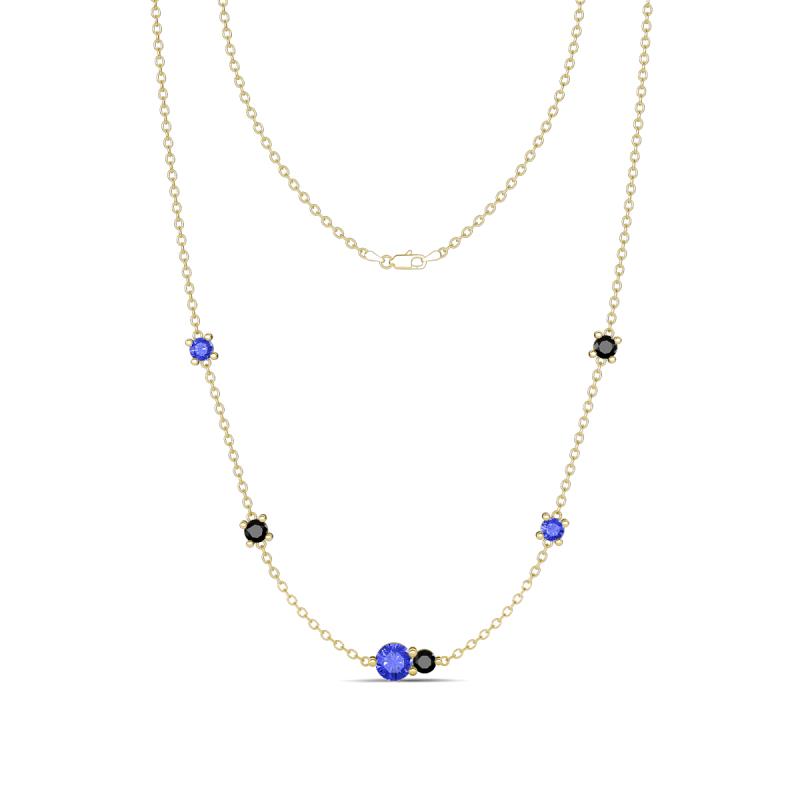 Linea 0.54 ctw Tanzanite (4 mm) and Black Diamond Women Station Necklace 