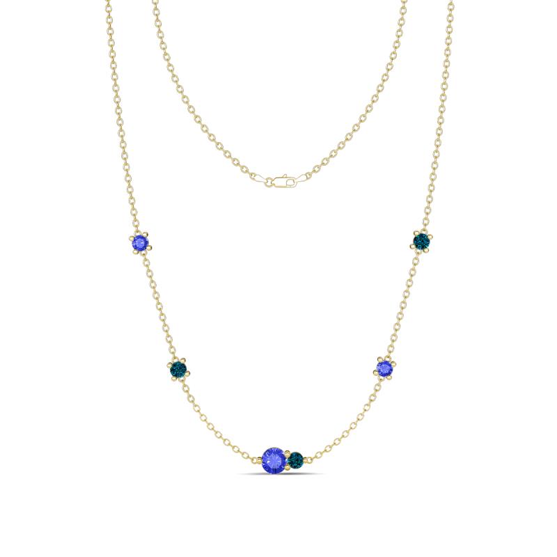 Linea 0.53 ctw Tanzanite (4 mm) and Blue Diamond Women Station Necklace 